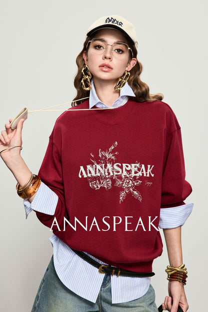 ANNASPEAK crew neck mottled distressed printed sweatshirt-PAMP.