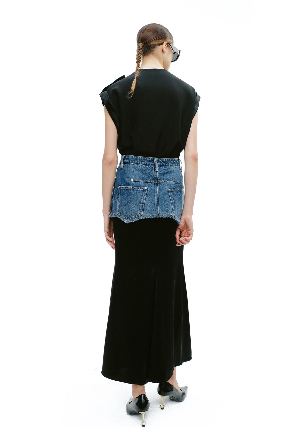 YES BY YESIR | Patchwork Denim Skirt -LUMENIA.