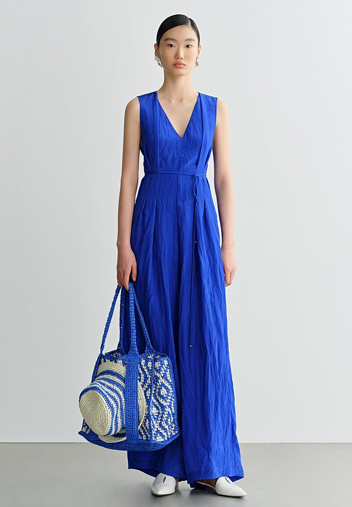 COMME MOI summer commuter V-neck wide-leg jumpsuit - QUINTUS.