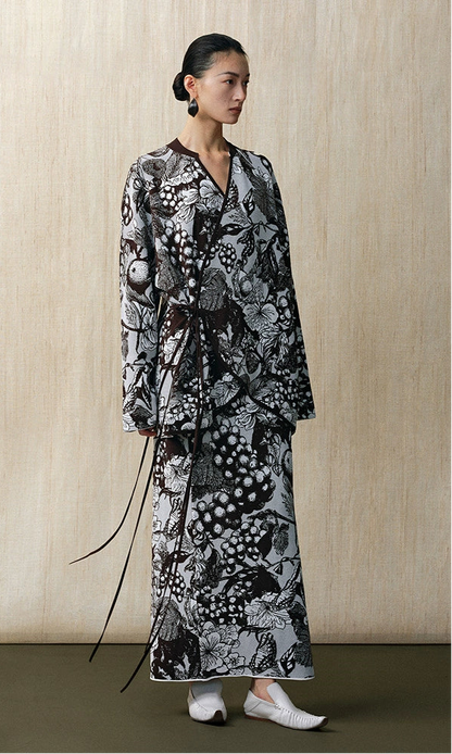 ZHUCHONGYUN spring's knit jacquard loose cross-collared jacket--SHARU.