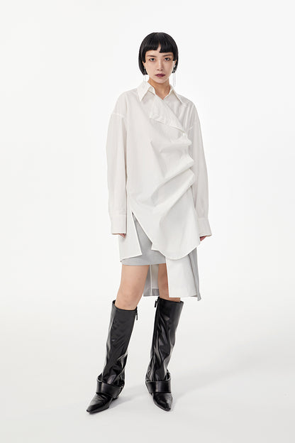 TINY IN curved hem layered gray black skirt -XANDER