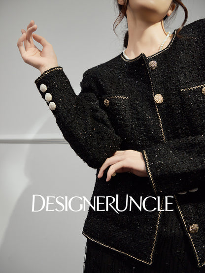 DGU "Gilded" black jacket small fragrance celebrity temperament commuter versatile top - Bobby.