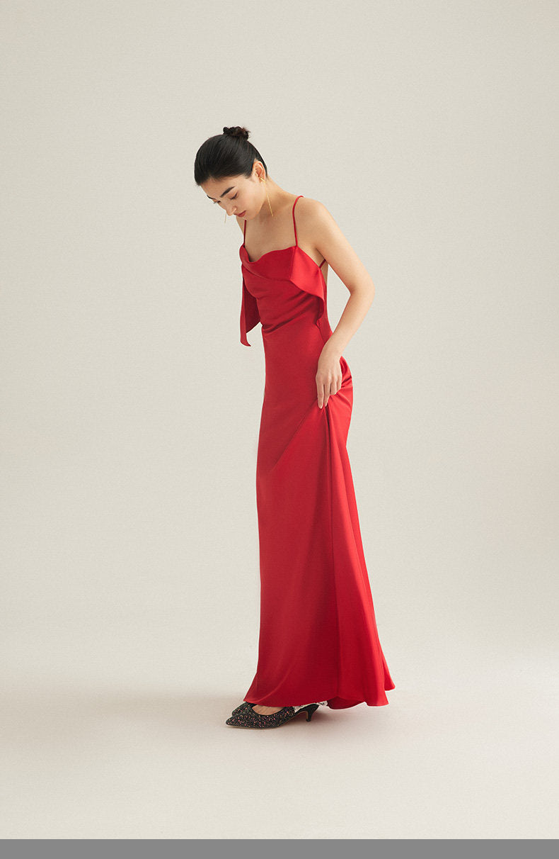 GOUDIN dressing satin party evening gown-MORA.