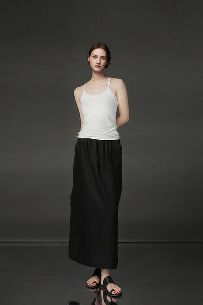 PIAOIN Women's Light Luxury Tencel Linen Skirt - GEMMA