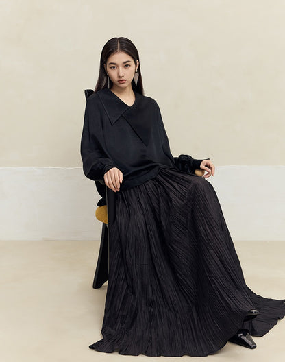 HECO 100% Acetate Long Sleeve red black white Shirt Top Women - glass.