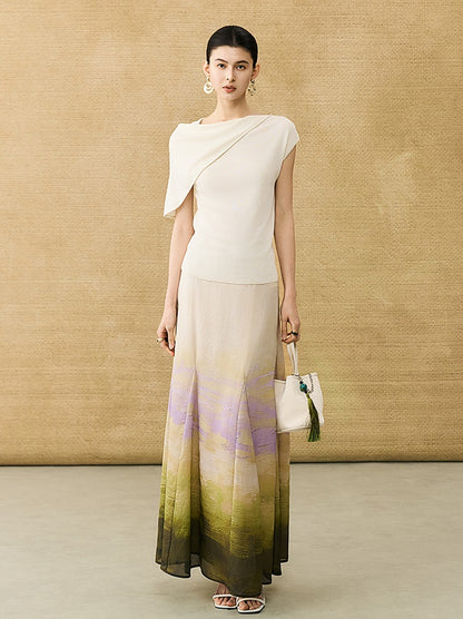 HECO Chinese temperament asymmetrical floating collar sleeveless base knit sweater - QUER.