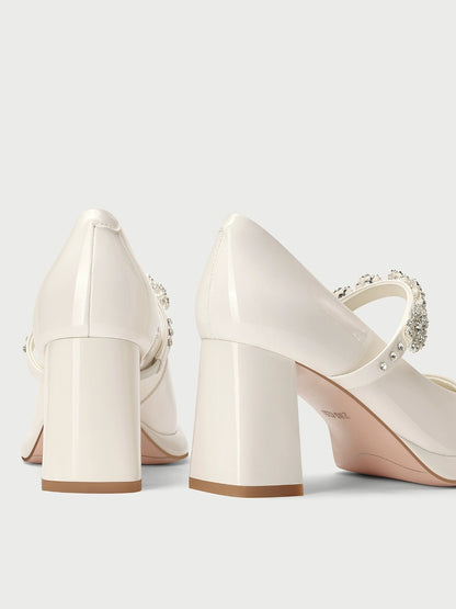 PJJUU white marijue wedding thick high heels - JANE.