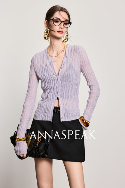 ANNASPEAK wool minimalist side zipper A-skirt-NIRA.