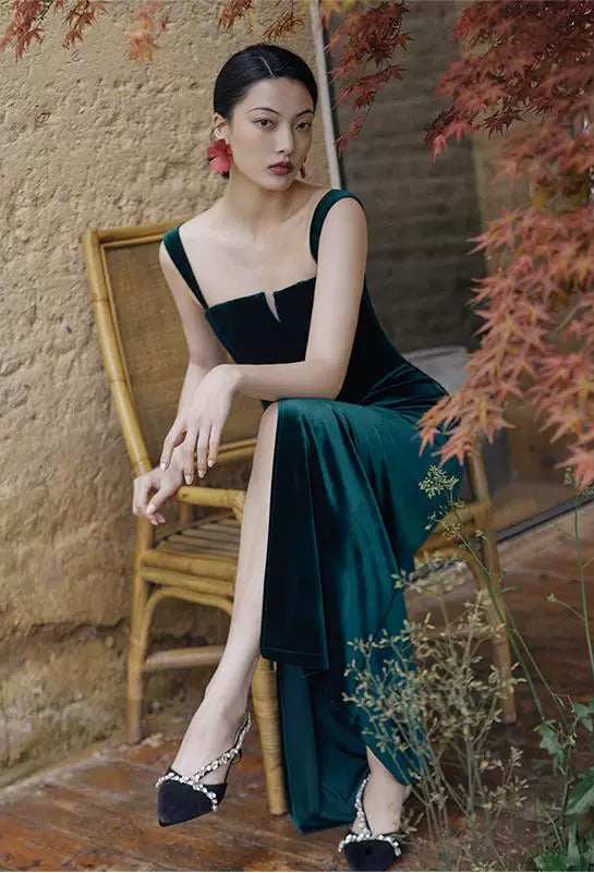 GOUDIN Evening Vintage Velvet Sundress- XAVIER.