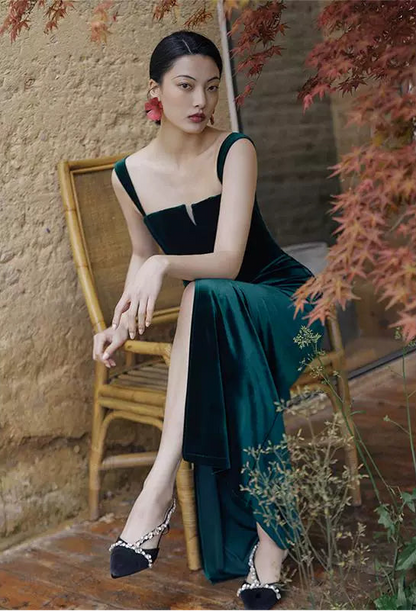 GOUDIN Evening Vintage Velvet Sundress- XAVIER.