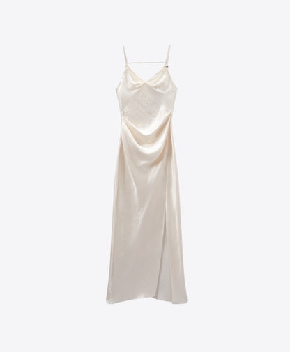COMME MOI  Summer Acetate Slim Fit Slip Dress - GOLDEN.
