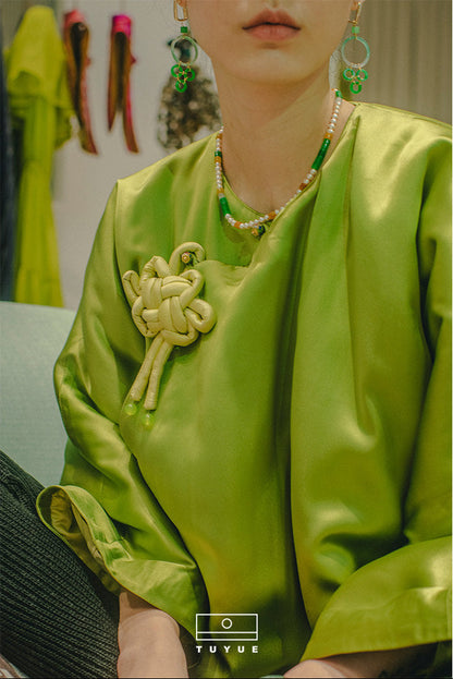 TUYUE Chinese style pearl jade necklace clavicle chain- BISHOP