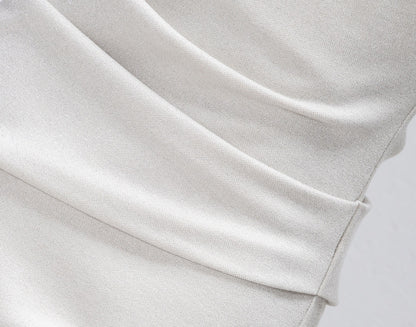 WANGXO | Shiny Silk Stretch Roman Knitwear Square Neck Hip Dress-MIRE.
