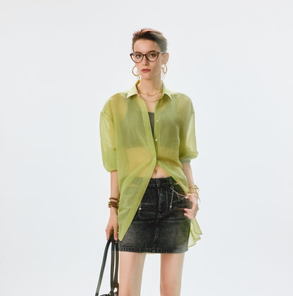 ANNASPEAK  cotton skirt high-waisted temperament denim skirt -MOMO.