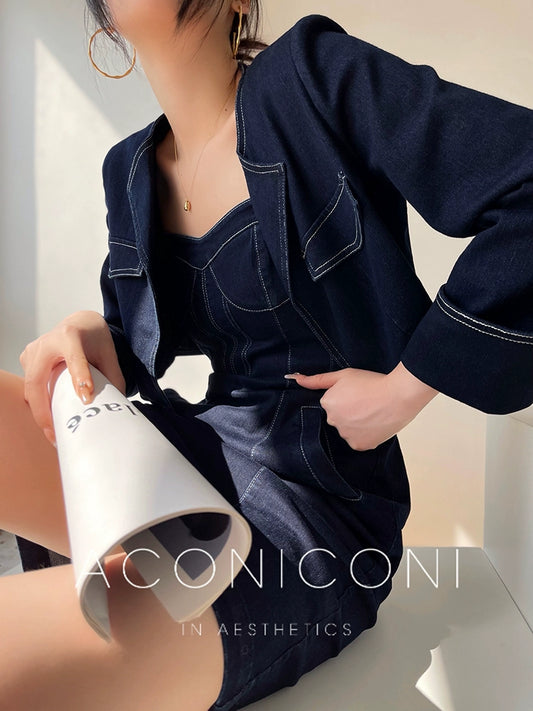 Aconiconi Luxury Blue Denim jacket - Poetry from the Other Shore