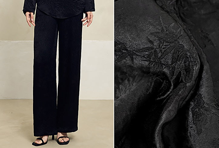 HECO Texture Jacquard Draping Straight Wide-legged Pants Women - GOOD.