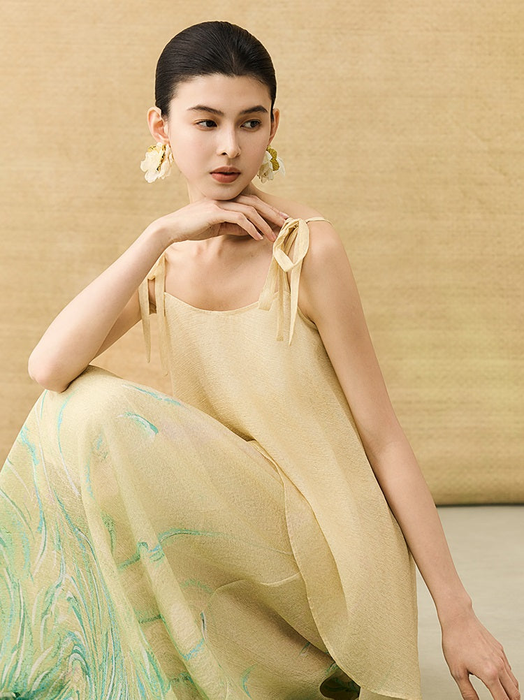 HECO Chinese Layered  Summer Smudge Temperament Long dress- ZING.