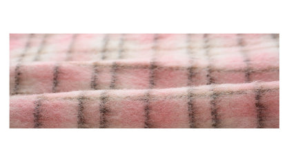 YES BY YESIR autumn winter pink women's checkered wool short coat - Abamo