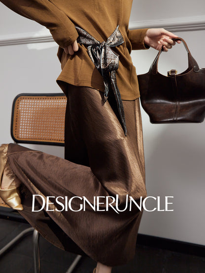 DGU "Gilded" high-waisted skirt acetate velvet drape - Kyla.