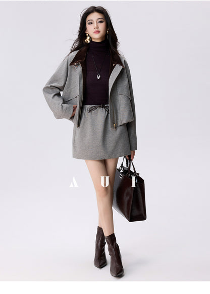 AUI Sheep Wool Black Turtleneck Sweater Slim Knit Base Jacket -  Su-Ho.