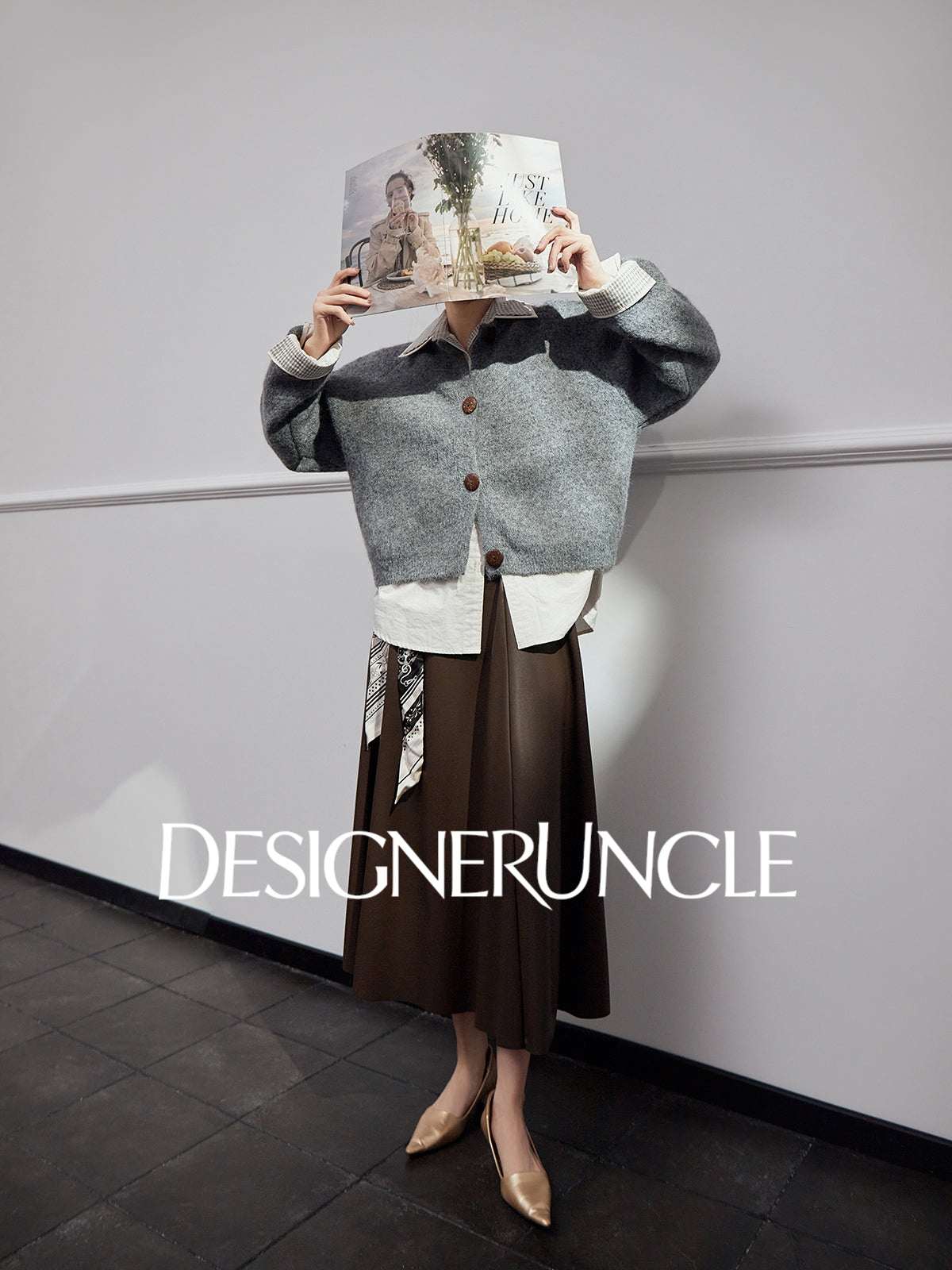 DGU "Mist Blue" gray autumn new loose outerwear versatile slimming top - JONES.