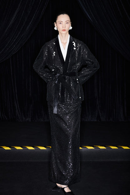 M essential Mackay designer Jingye embroidered fabric layered robe - STATE.