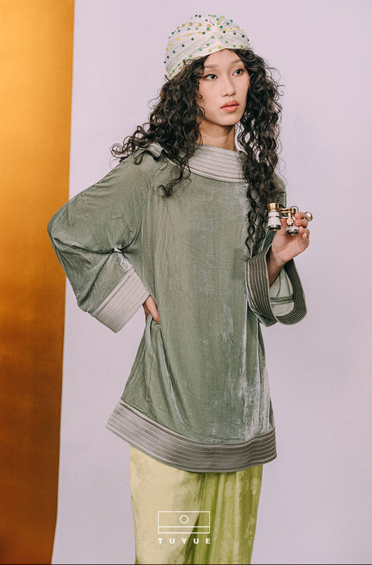 TUYUE Chinese Silk Velvet Robe Flying Sleeve Top - BOB.