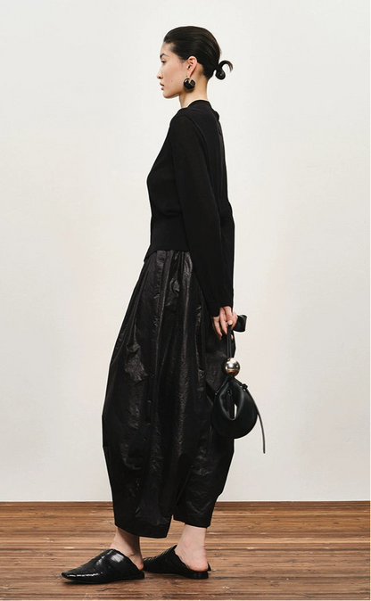 ZHUCHONGYUN black crew neck long sleeve thin knit top-RYOUKO.