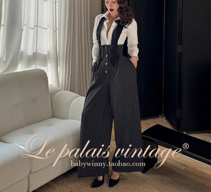 Le Palais Vintage Original languid sexy off-the-shoulder slim white shirt-BEA.