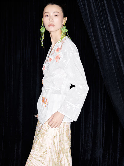 M essential Ma Kai designer Jinghui embroidered fabric upright structure long skirt - WINDA.