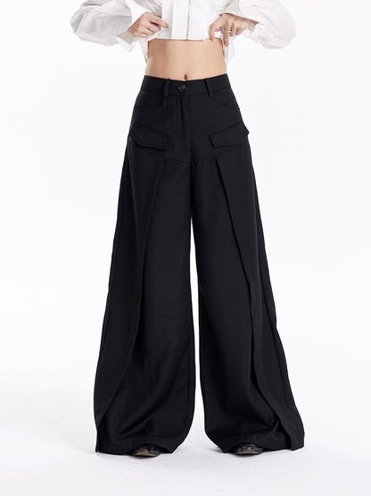 TINY IN women's high-waisted wide-leg black pants -CHERRY
