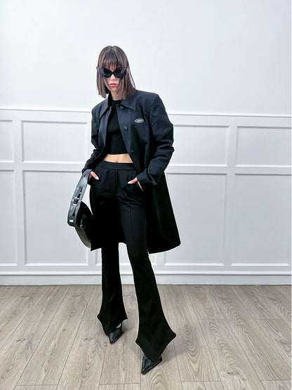 ANNAKIKI black 3D three-dimensional split-sleeve trench coat jacket for women-CONRAD