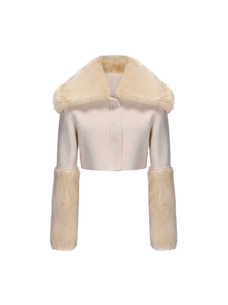 ATELIER MISS LU faux fur and sheep wool reversible short Coat - JANINE.