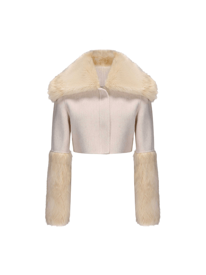 ATELIER MISS LU faux fur and sheep wool reversible short Coat - JANINE.