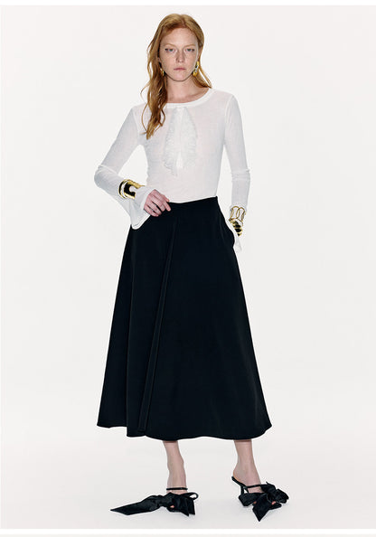 ATELIER MISS LU Spring Pinch Pleats Design Swing A-Line Umbrella Skirt - AUDREY.