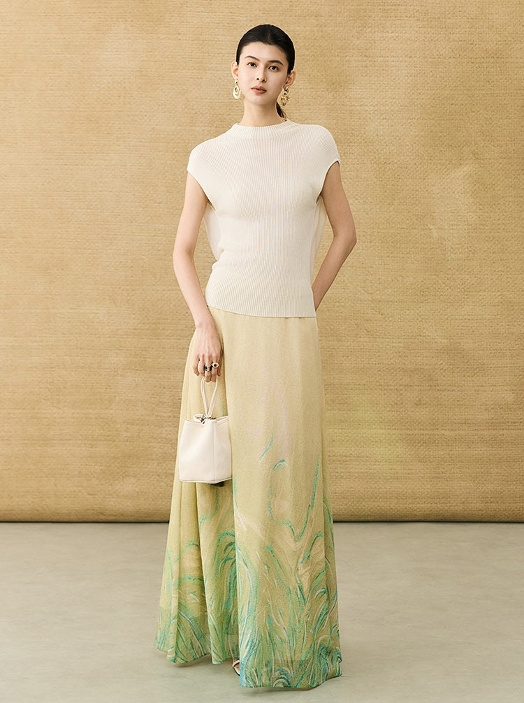 HECO Chinese Style Gradient Print Summer Temperament Charm Skirt - ZADE.