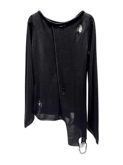 ANNAKIKI irregular four-pointed star sleeve ripped pullover knit sweater-ETSUKO