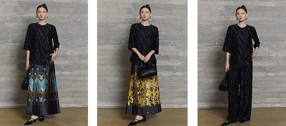 HECO Round Neck Square Tassel Design Texture Shirt Top Women - reign.