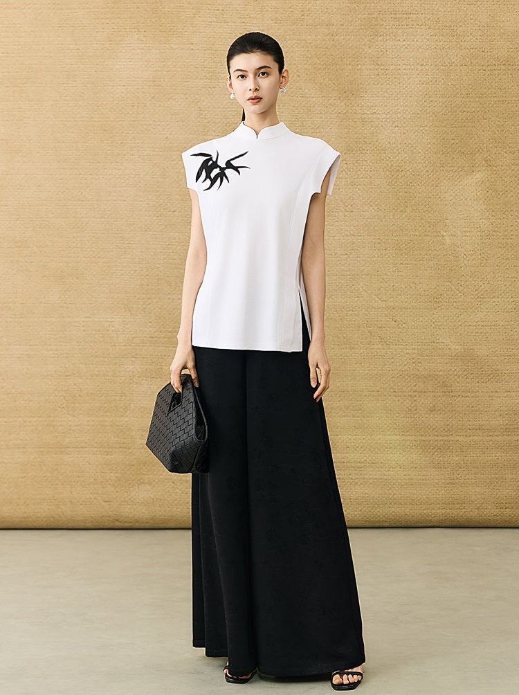 HECO Chinese Bamboo Leaf Print Short Sleeve T-Shirt - CHASE.