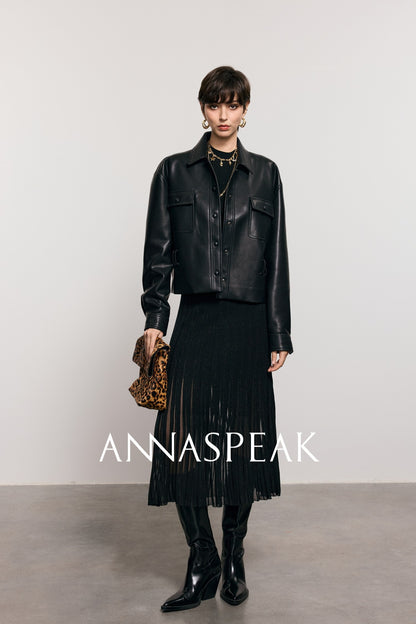 ANNASPEAK brand environmentally friendly leather silhouette jacket-LOXY.