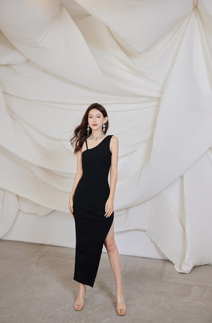 DOLLY Luxury Sleeveless One Shoulder Backless Sexy Knitted Long Dress-ZELDA