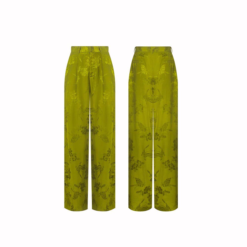 TUYUE satin weave straight wide-leg casual trousers - JAY.