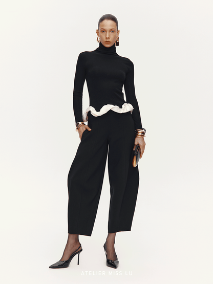 ATELIER MISS LU Artistic Scimitar Silhouette Casual Loose Pants - CHANTS