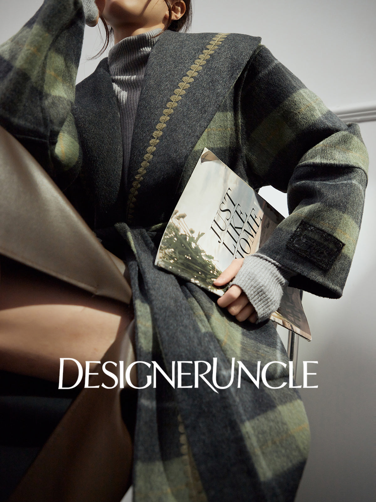 DGU "Daige" green plaid woolen jacket fashion high-end and versatile trend - Skylar.
