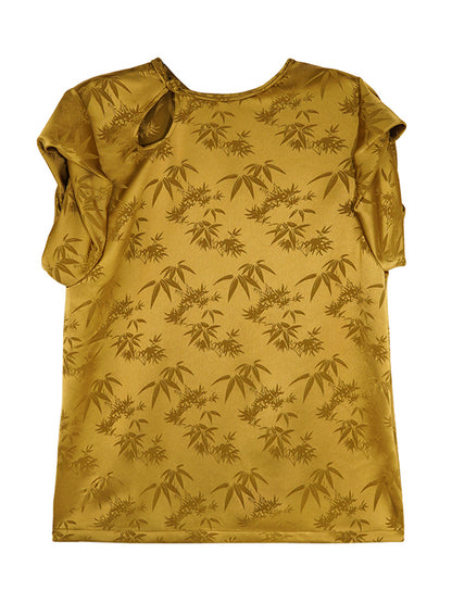 HECO Chinese Acetate Fugui Buckle Short Sleeve T-Shirt - CLOVE.