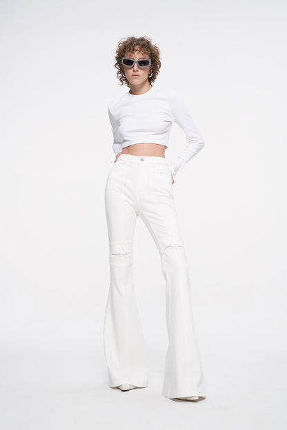 ANNAKIKI niche designer four-pointed star functional mid-rise flared pants-XIAOBEI
