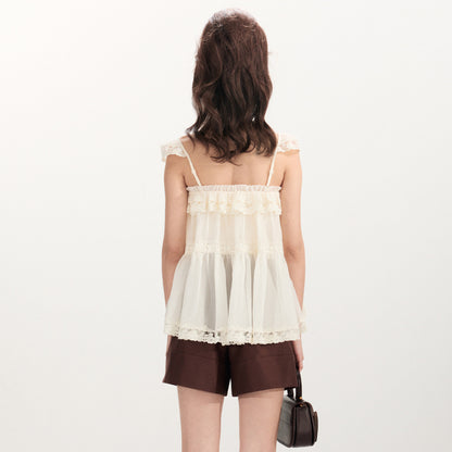 FAME Rococo Embroidered Trim Vest Suspension Top Women's Outerwear - SHANE