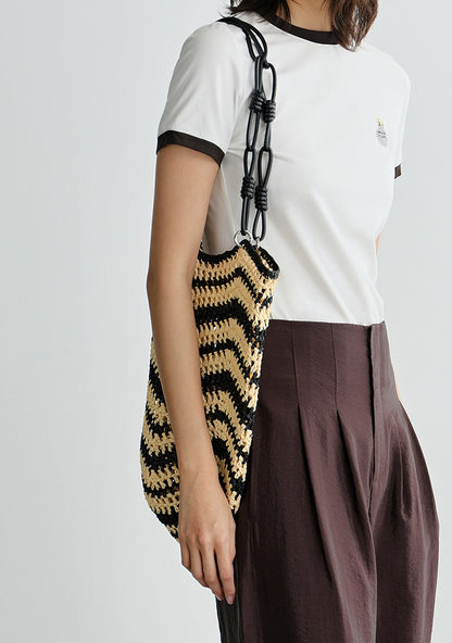 COMME MOI summer contrasting straw handbag - BATHLOMEW.