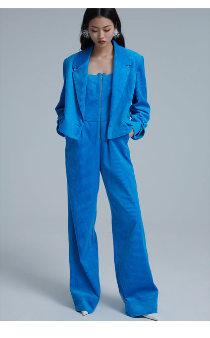 LEDIM W corduroy blue bib jumpsuit - Nella