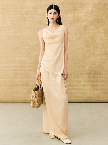 HECO Chinese Temperament Pearlescent High-Waisted High-End Texture Skirt - HELLS.